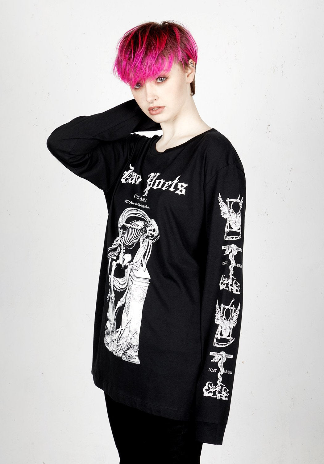 Gothic Skeleton Print Long Sleeve Tee | Dead Poets
