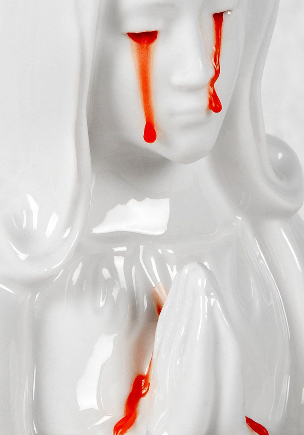Crying Mary Ceramic Candle Holder with Red Candles | Disturbia