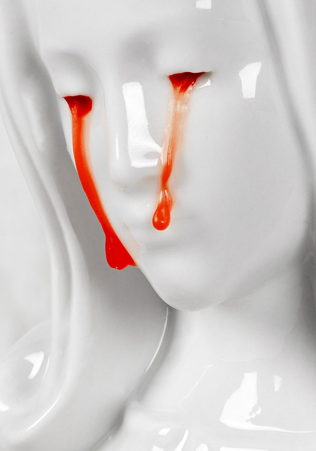 Crying Mary Ceramic Candle Holder with Red Candles | Disturbia
