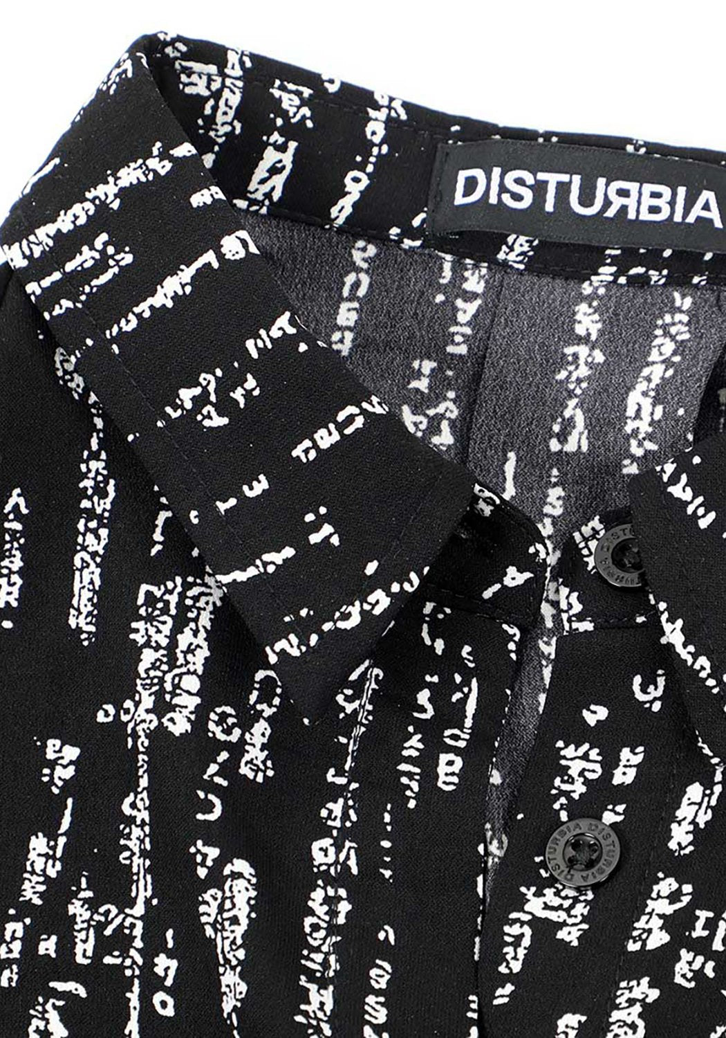Oversized Digital Print Shirt with Matrix Code Design | Black