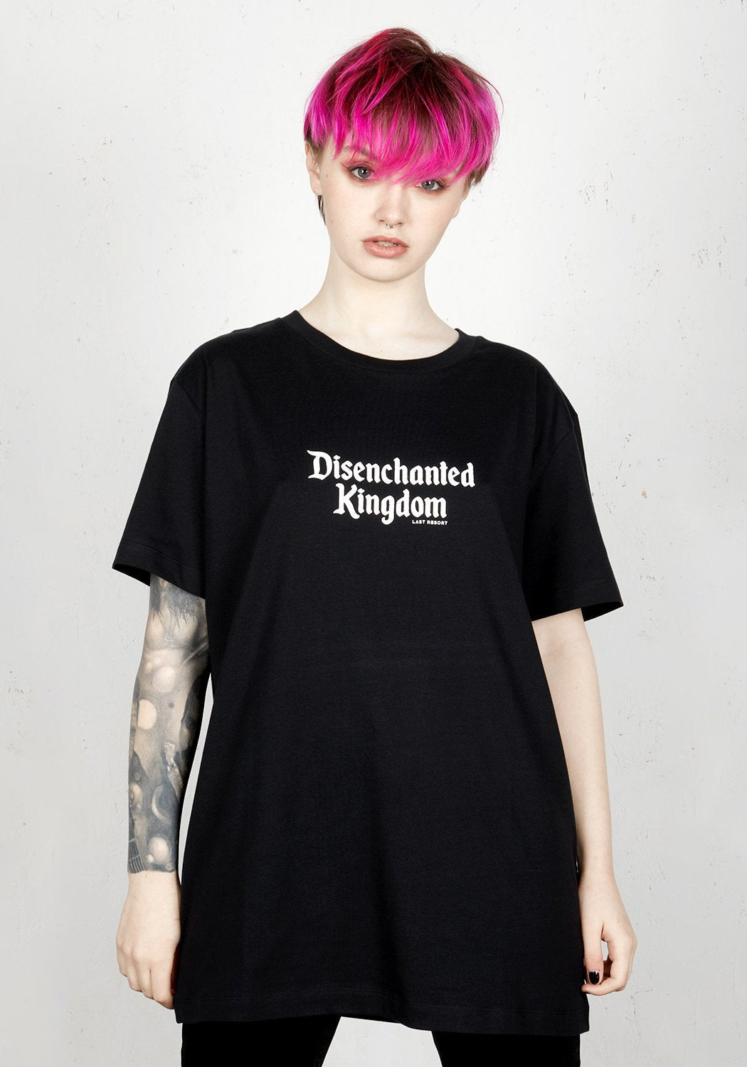 Disenchanted Black Cotton T-Shirt with Slogan | Eco-Friendly Made in Portugal