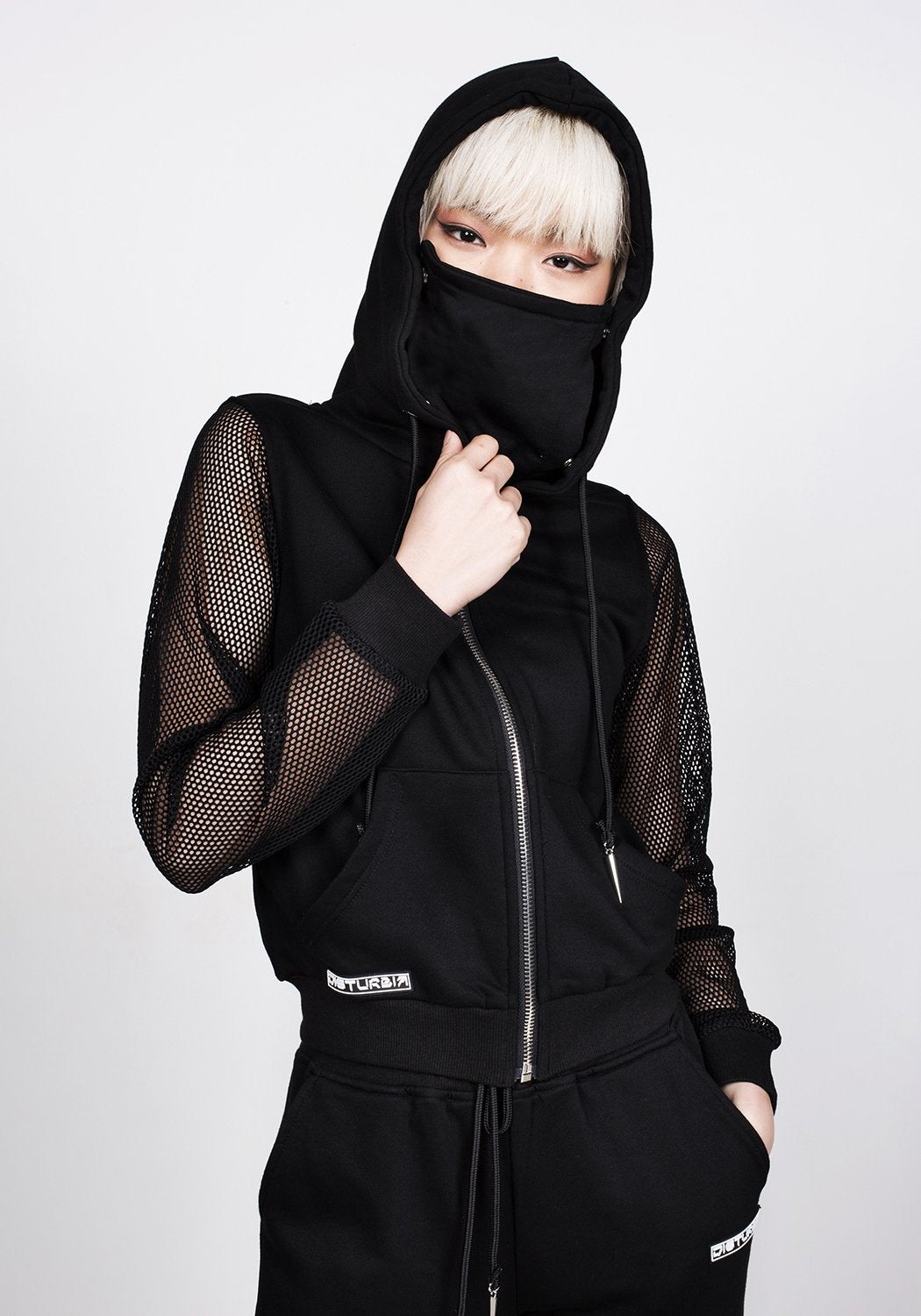 Mesh Hoody with Detachable Face Mask | Cropped & Stylish