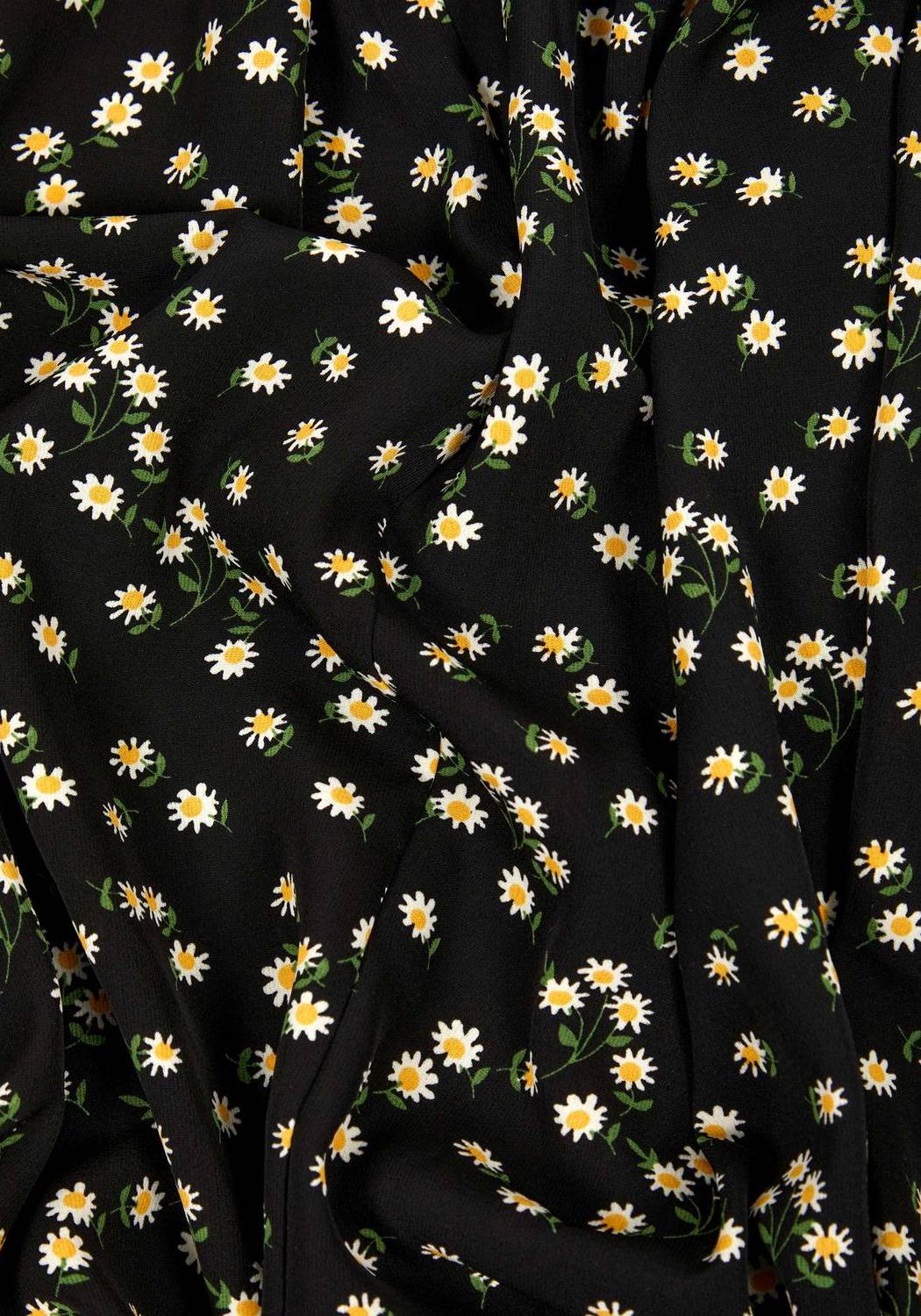 Black Mesh Midaxi Skirt with Floral Print & Elastic Waistband | Helianthus