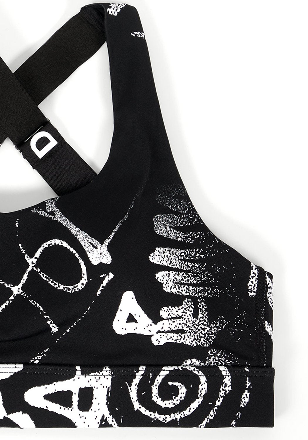 Graffiti Print Sports Bra with Removable Cups & Adjustable Straps | Disturbia