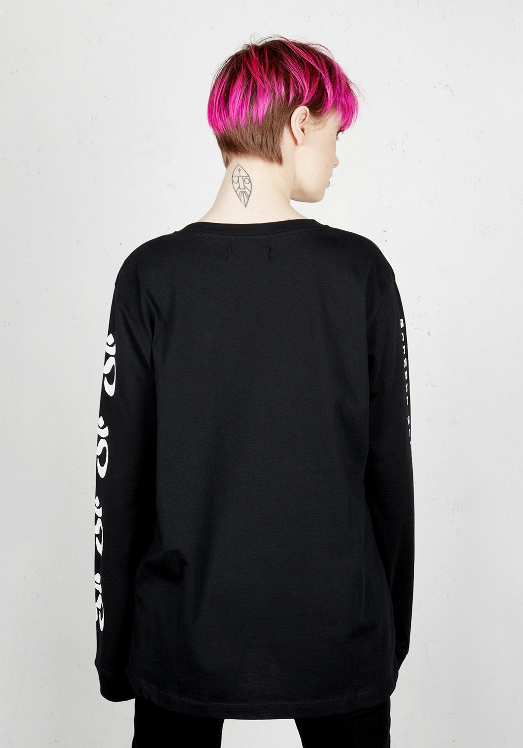 Black Meditation Long Sleeve Tee with Ohm Print | Disturbia