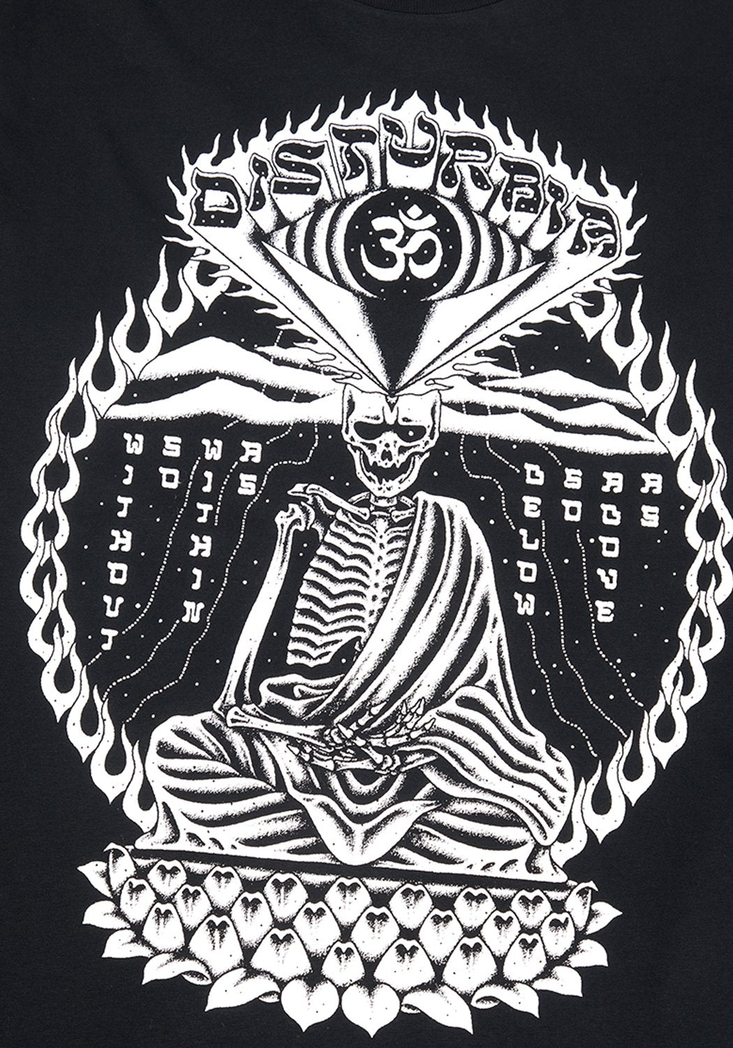 Black Meditation Long Sleeve Tee with Ohm Print | Disturbia