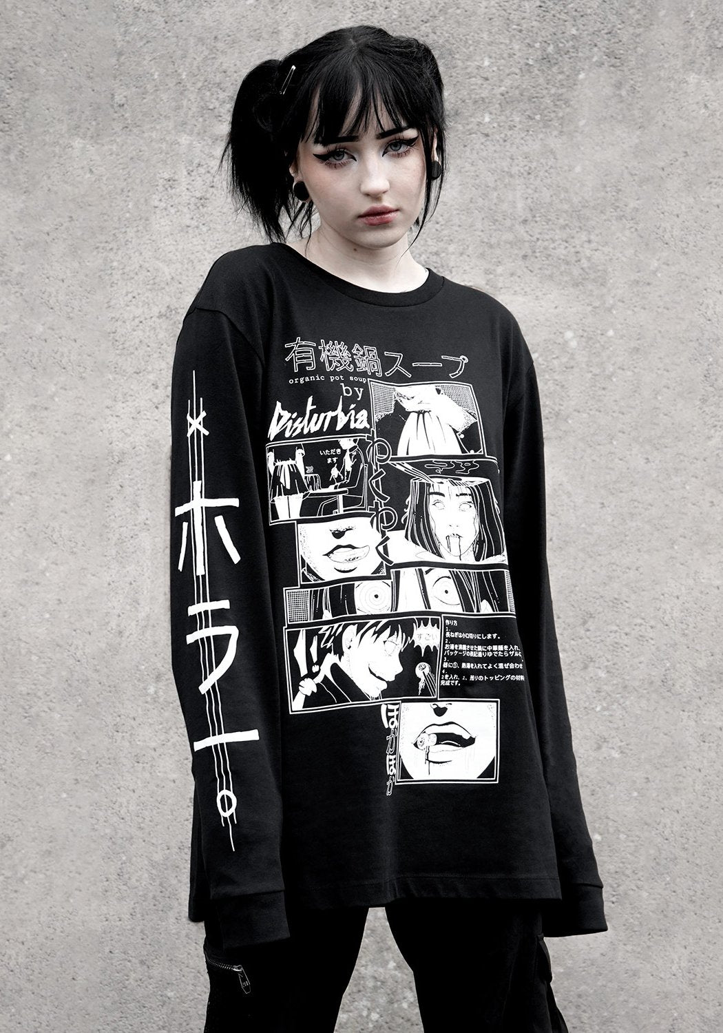 Anime-Inspired Long Sleeve Tee with Screen Print | Pot Soup
