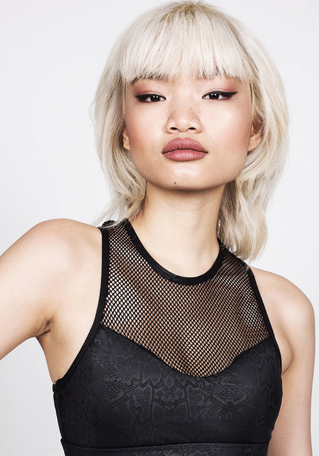 Snake Print Sports Crop Top with Mesh Panel & Padded Cups | Serpent