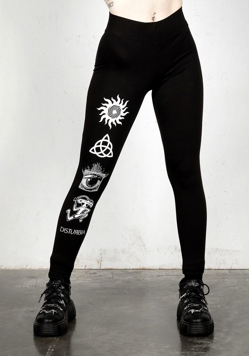Symbol Print Leggings with Wide Waistband | Disturbia