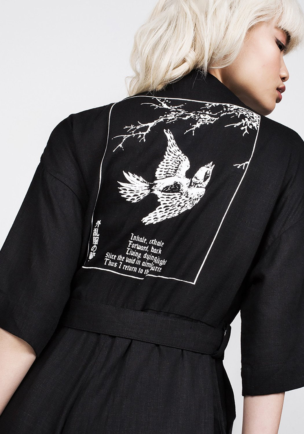Black Kimono-Style Jumpsuit with V-Neck & Flared Legs | Disturbia