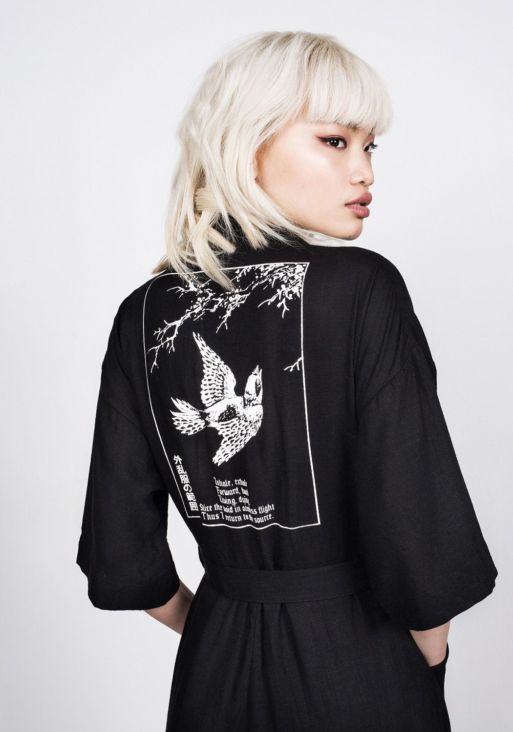 Black Kimono-Style Jumpsuit with V-Neck & Flared Legs | Disturbia