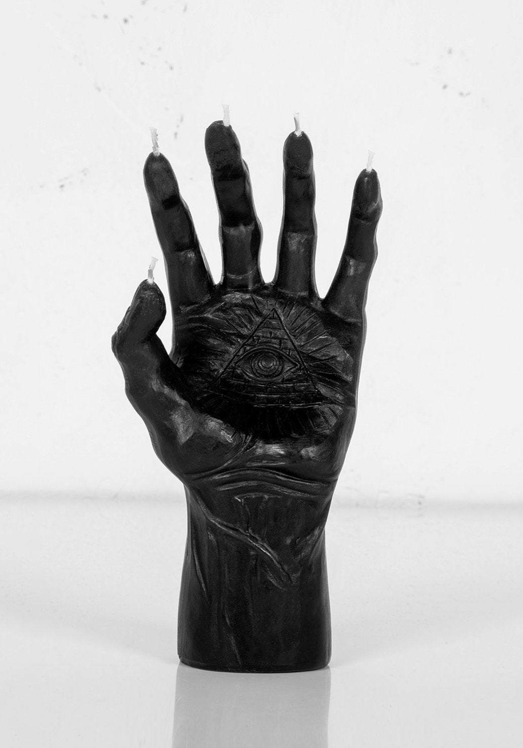 Black Hand of Glory Candle with Evil Eye Carving | Witch Ritual Decor