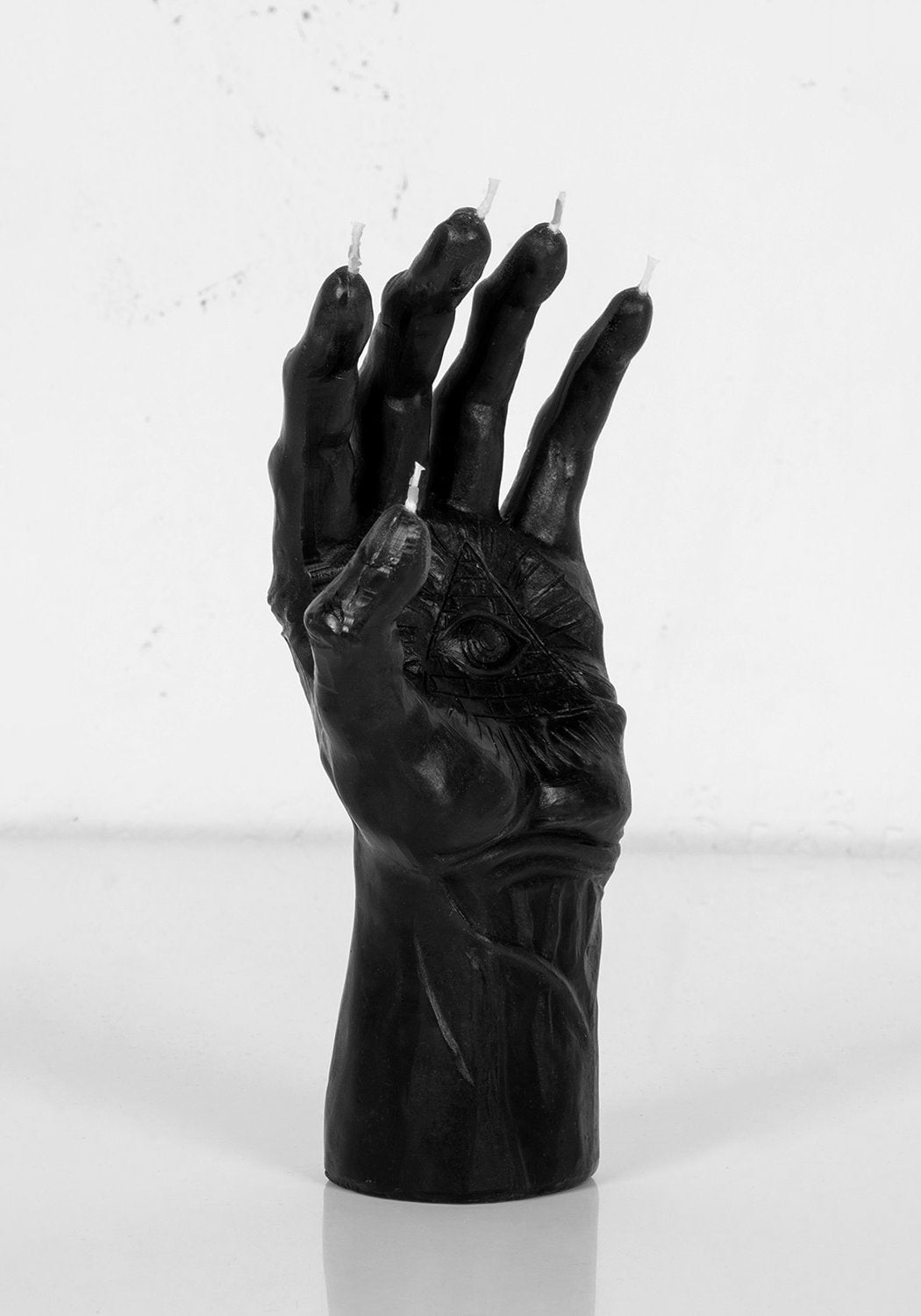 Black Hand of Glory Candle with Evil Eye Carving | Witch Ritual Decor