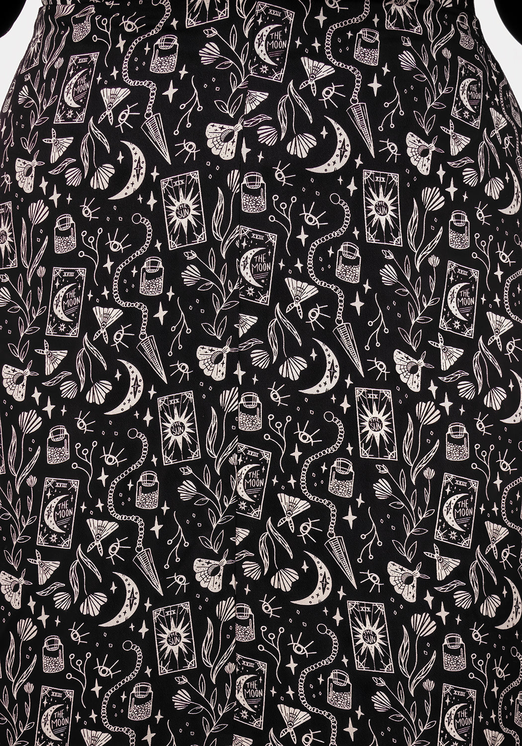 Black V-Neck Midi Dress with Front Slit & Gothic Print | Craft