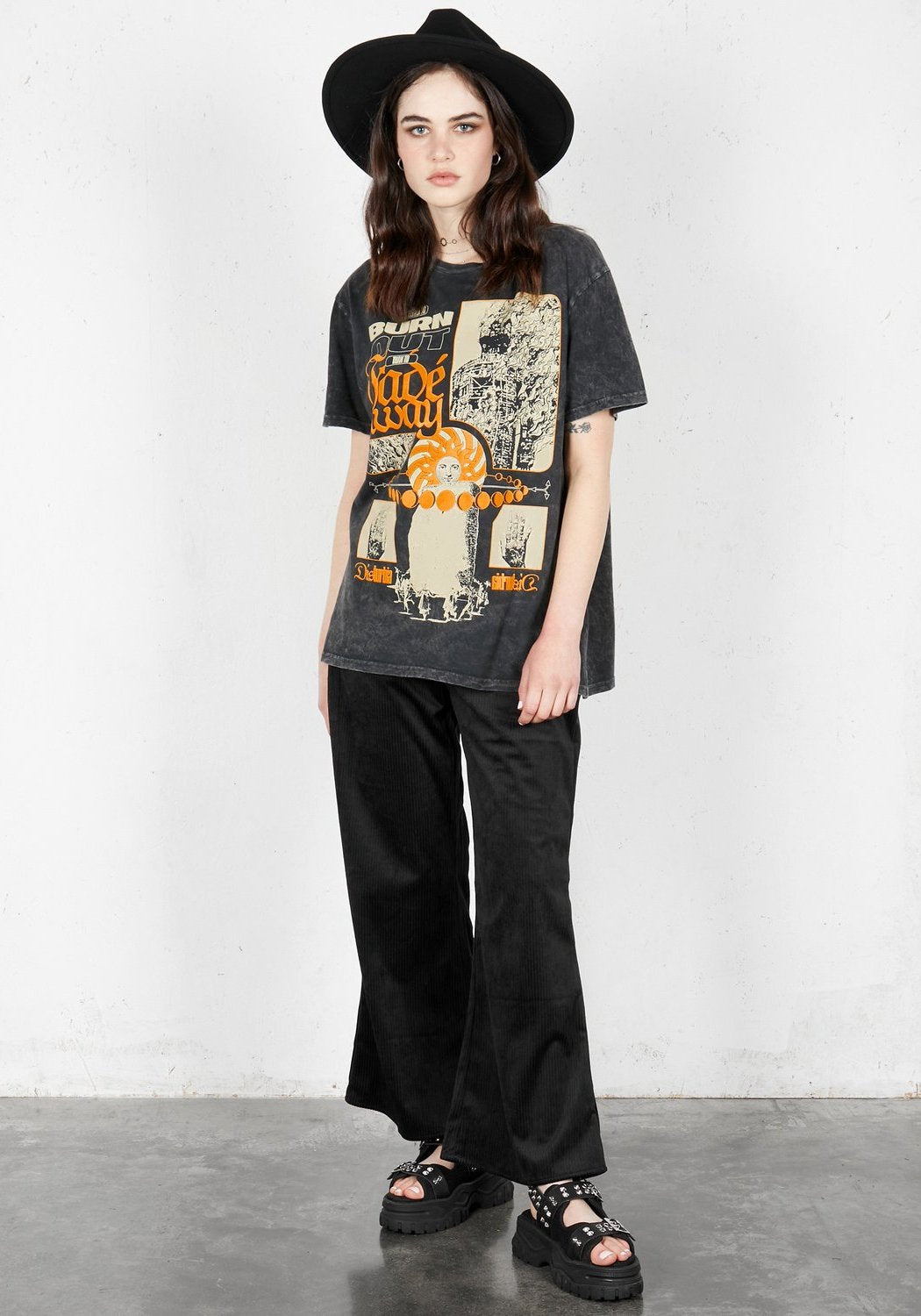 Vintage Wash Graphic T-Shirt with Pagan Print | Burn Out Tee
