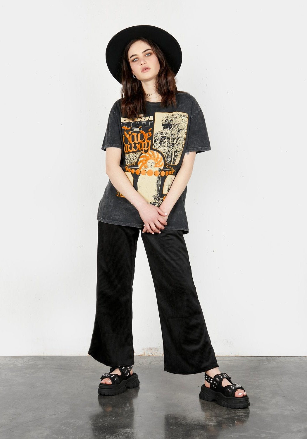 Vintage Wash Graphic T-Shirt with Pagan Print | Burn Out Tee