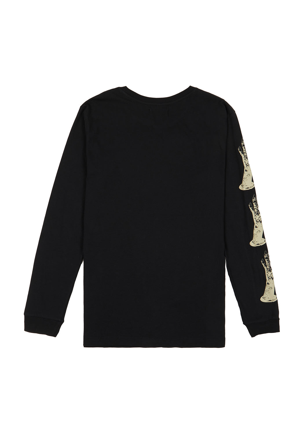 Black Long Sleeve Tee with Graphic Print & Ribbed Cuffs | Burn Out Style