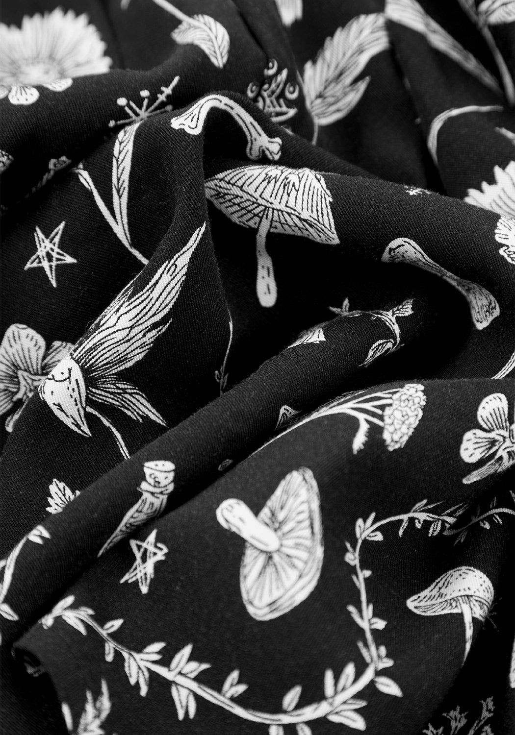 Black Printed Mini Dress with V-Neck & Floral Print | Hedgewitch