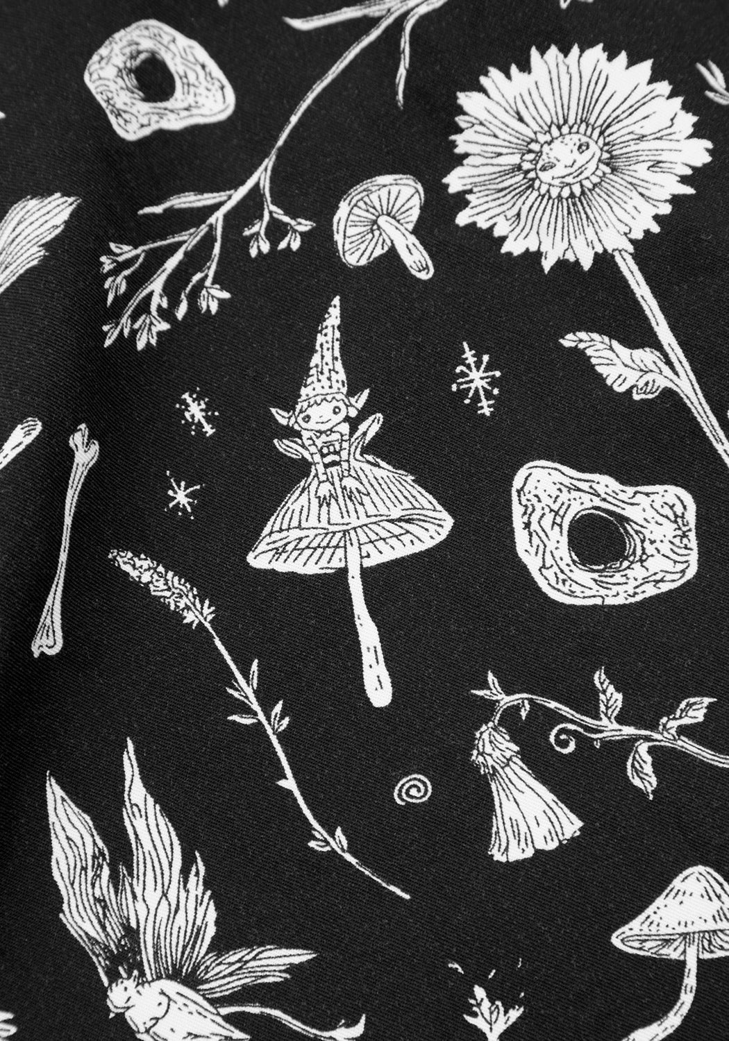 Black Printed Mini Dress with V-Neck & Floral Print | Hedgewitch