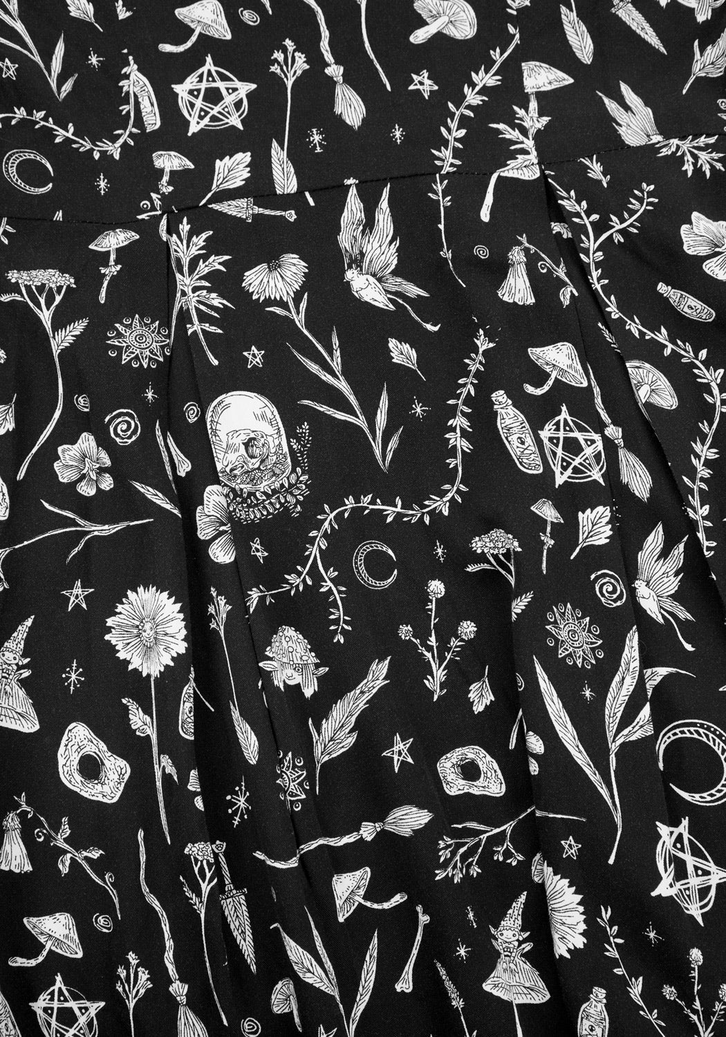 Black Printed Mini Dress with V-Neck & Floral Print | Hedgewitch
