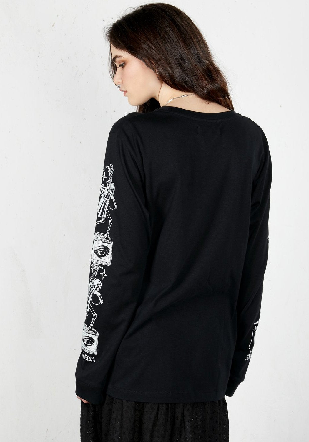 Alternative Graphic Long Sleeve Tee with Mystical Prints | Nightmare
