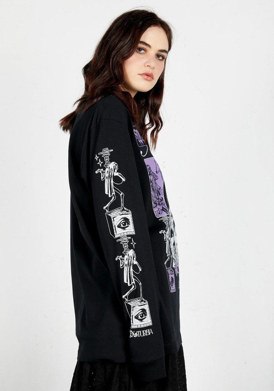 Alternative Graphic Long Sleeve Tee with Mystical Prints | Nightmare