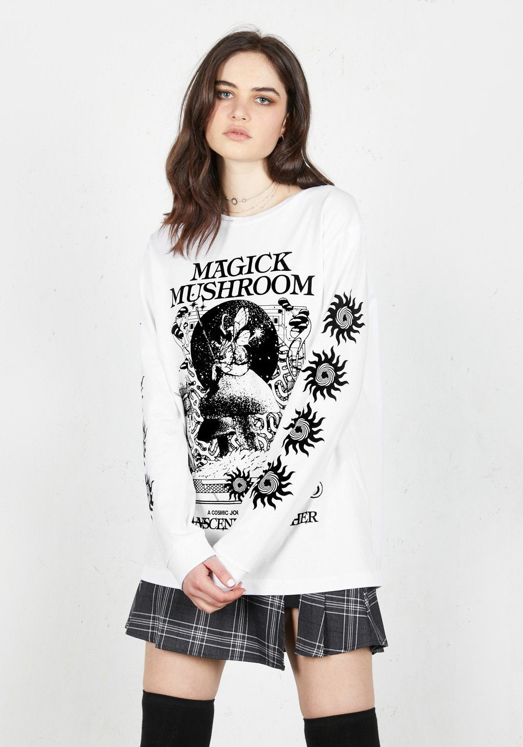 Psychedelic Mushroom Print Long Sleeve Tee | Sustainable Cotton