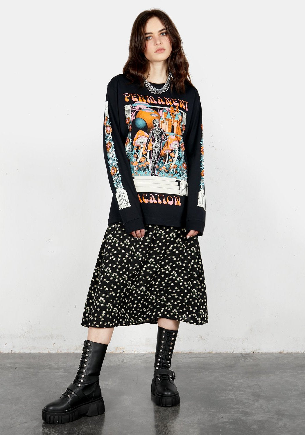 Permanent Vacation Long Sleeve T-Shirt | Sustainable Cotton & Floral Print
