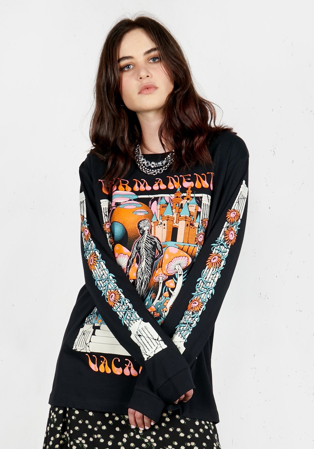 Permanent Vacation Long Sleeve T-Shirt | Sustainable Cotton & Floral Print