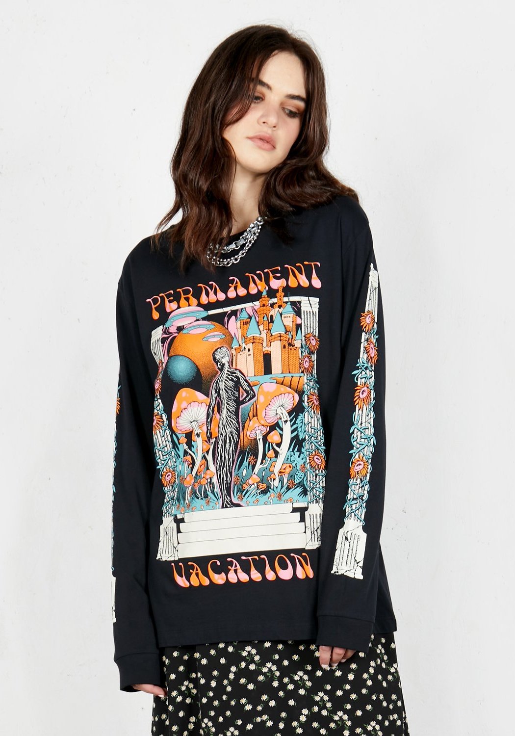 Permanent Vacation Long Sleeve T-Shirt | Sustainable Cotton & Floral Print