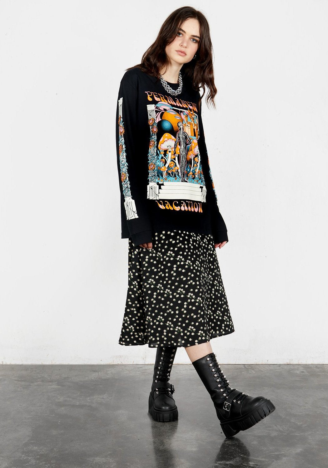 Permanent Vacation Long Sleeve T-Shirt | Sustainable Cotton & Floral Print