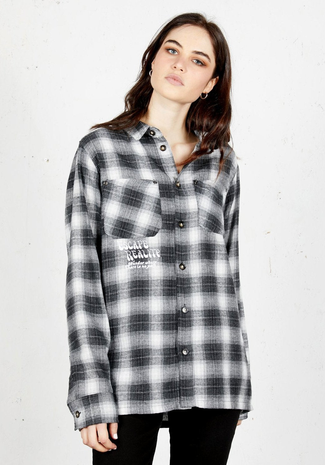 Grey Plaid Shirt for Men & Women | Escape Reality