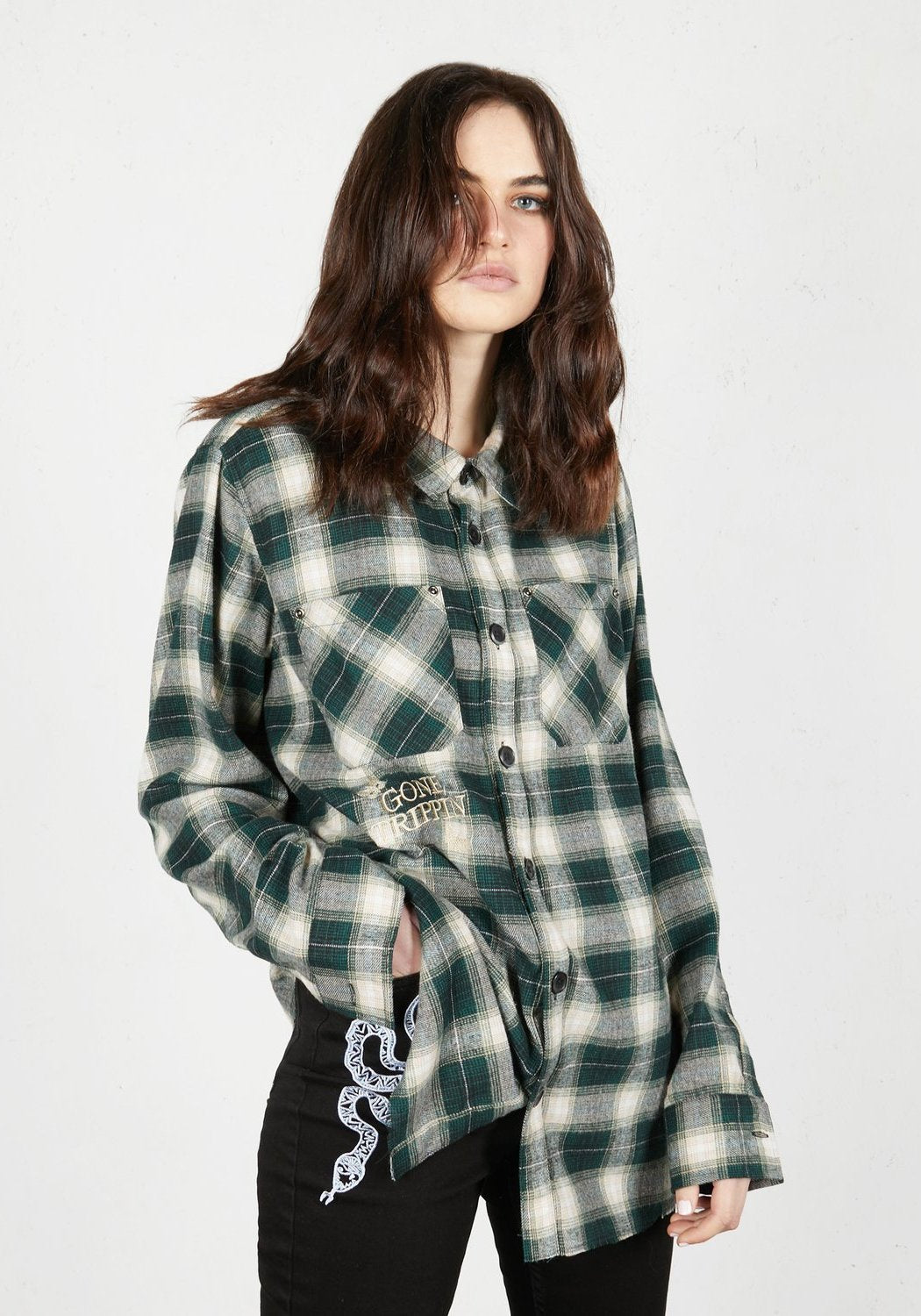 Plaid Shirt for Men & Women with Embroidered Details | Gone Trippin'