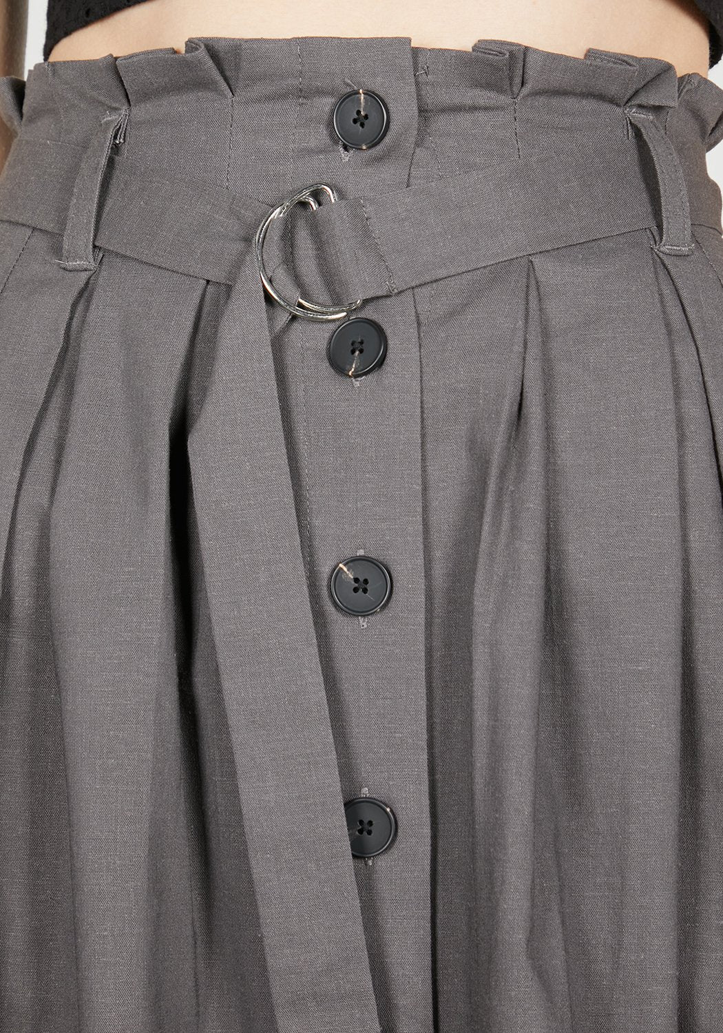 Linen Midi Skirt with Paper-Bag Waist & Belt | Rite