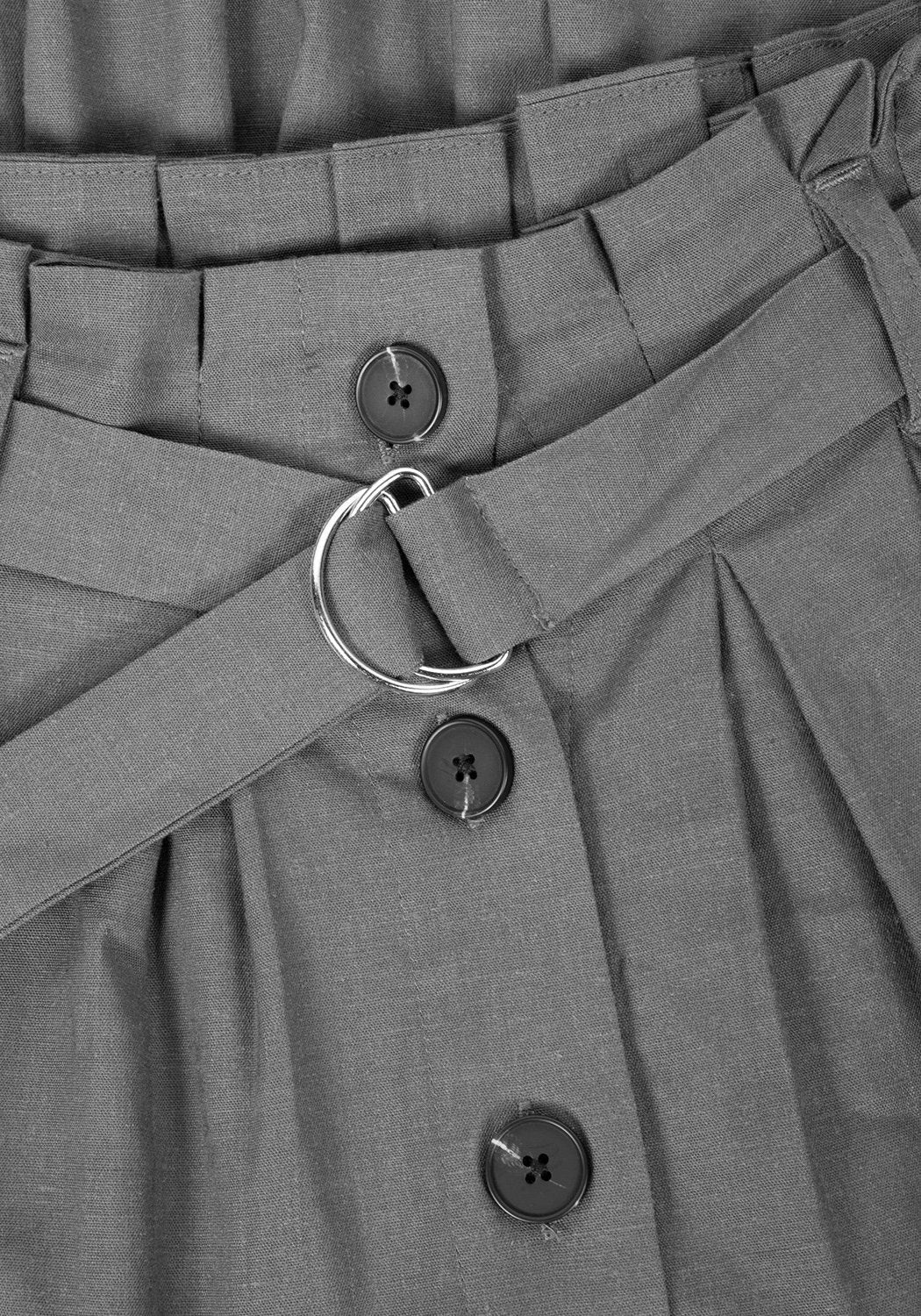Linen Midi Skirt with Paper-Bag Waist & Belt | Rite