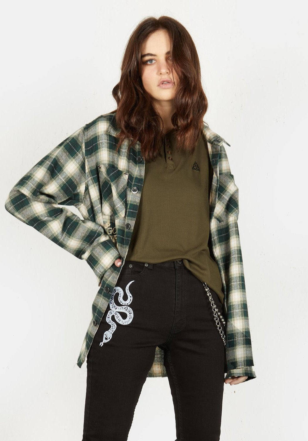 Olive Green Short Sleeve Henley Shirt - Unisex Cotton Stretch | Rambler