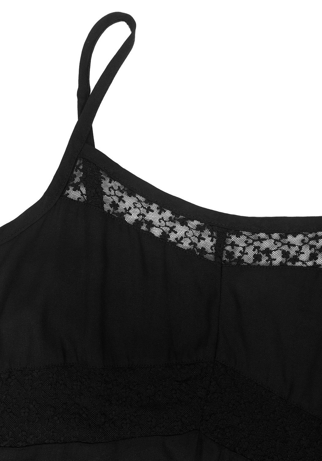 Black Lace Panel Maxi Slip Dress with Side Split | Aine