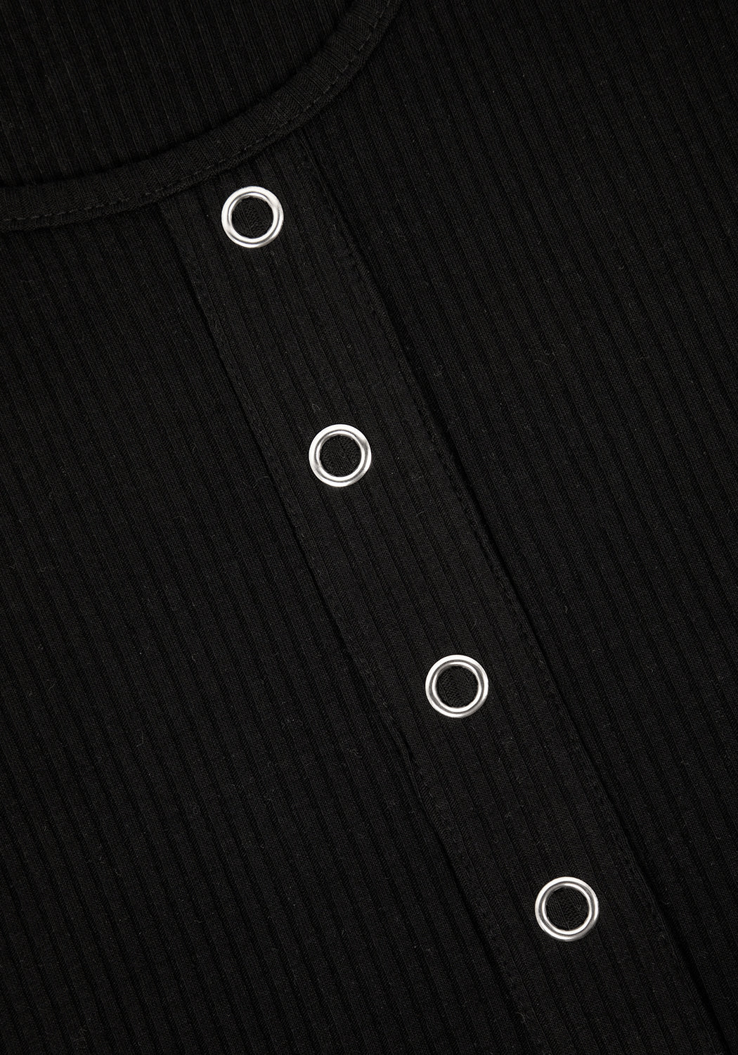 Ribbed Black Crop Top with Silver Studs | Obsidian