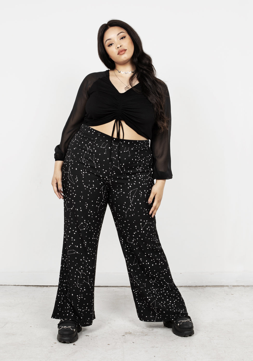 Ruched Sheer Sleeve Crop Top with Sweetheart Neckline | Maria