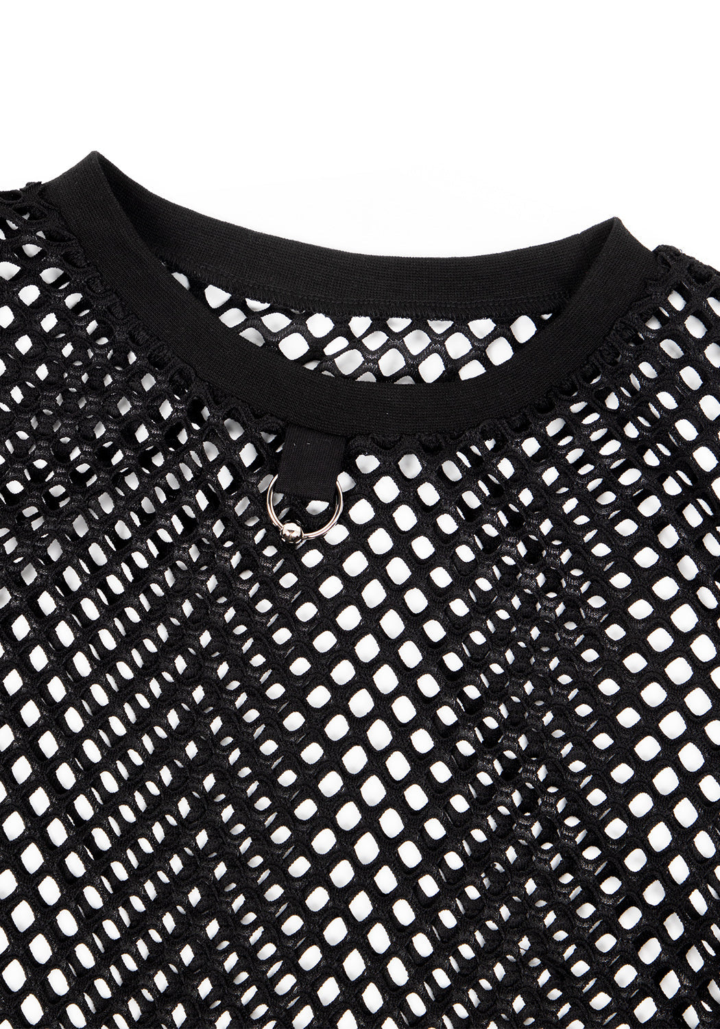 Wide Mesh Oversized T-Shirt with Drop Shoulders & Silver Hardware | Binding