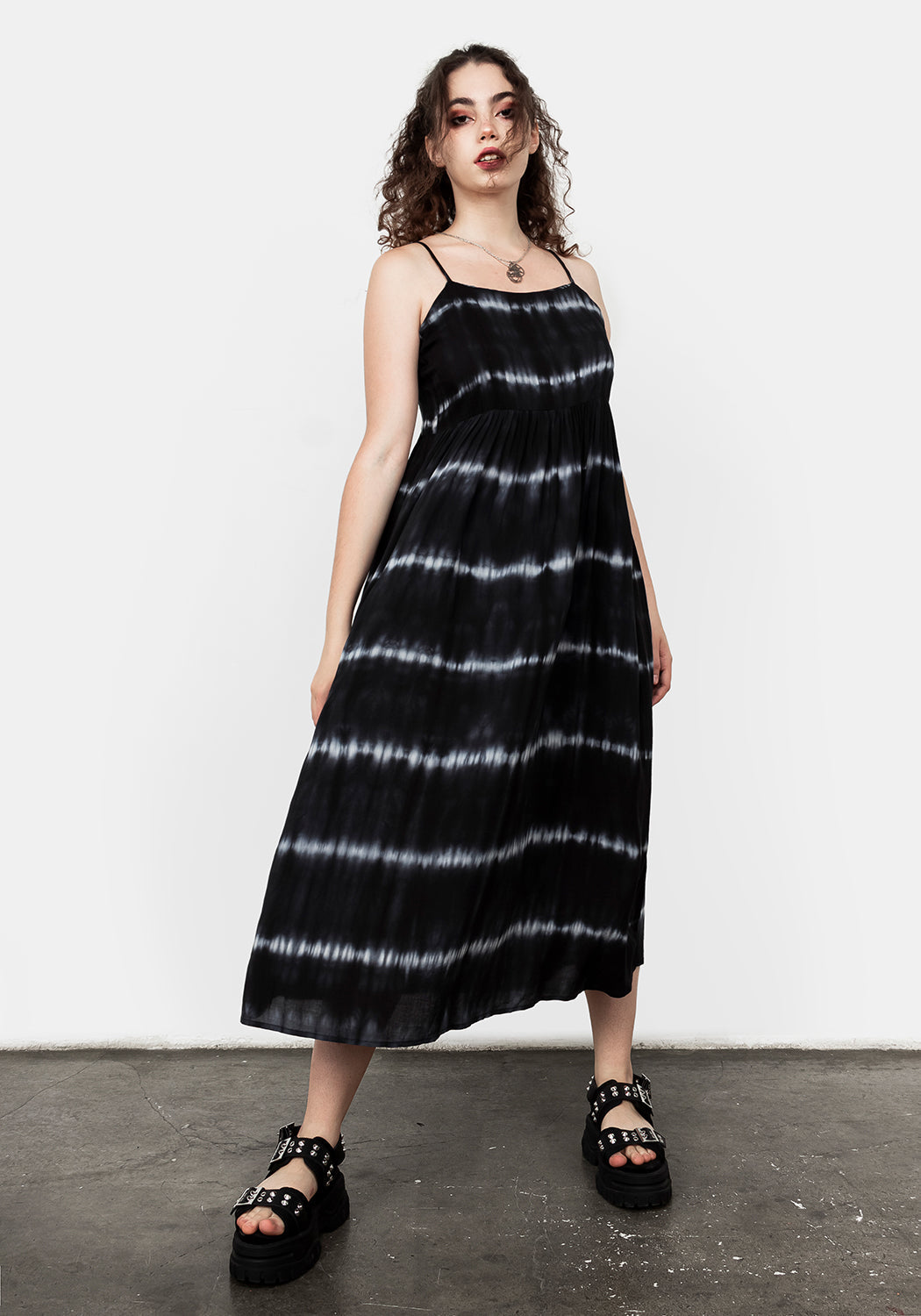 Tie-Dye Cami Midi Dress with Adjustable Straps | Plasma