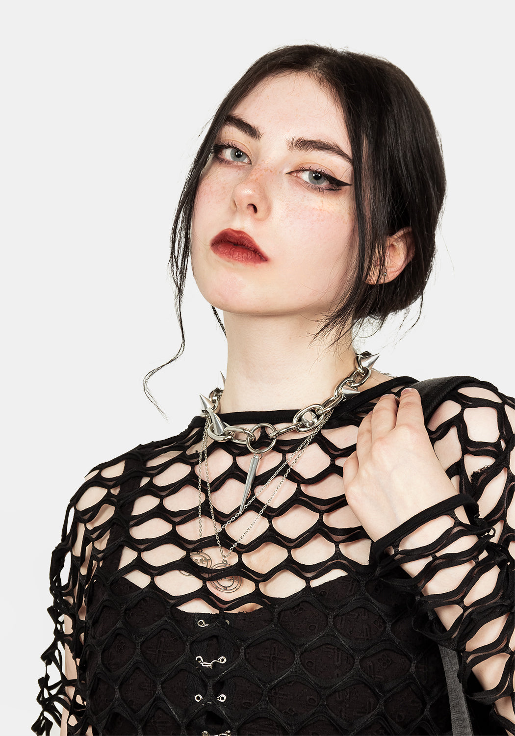 Wide Mesh Fishnet Top with Long Sleeves & Cotton Trim | Snare
