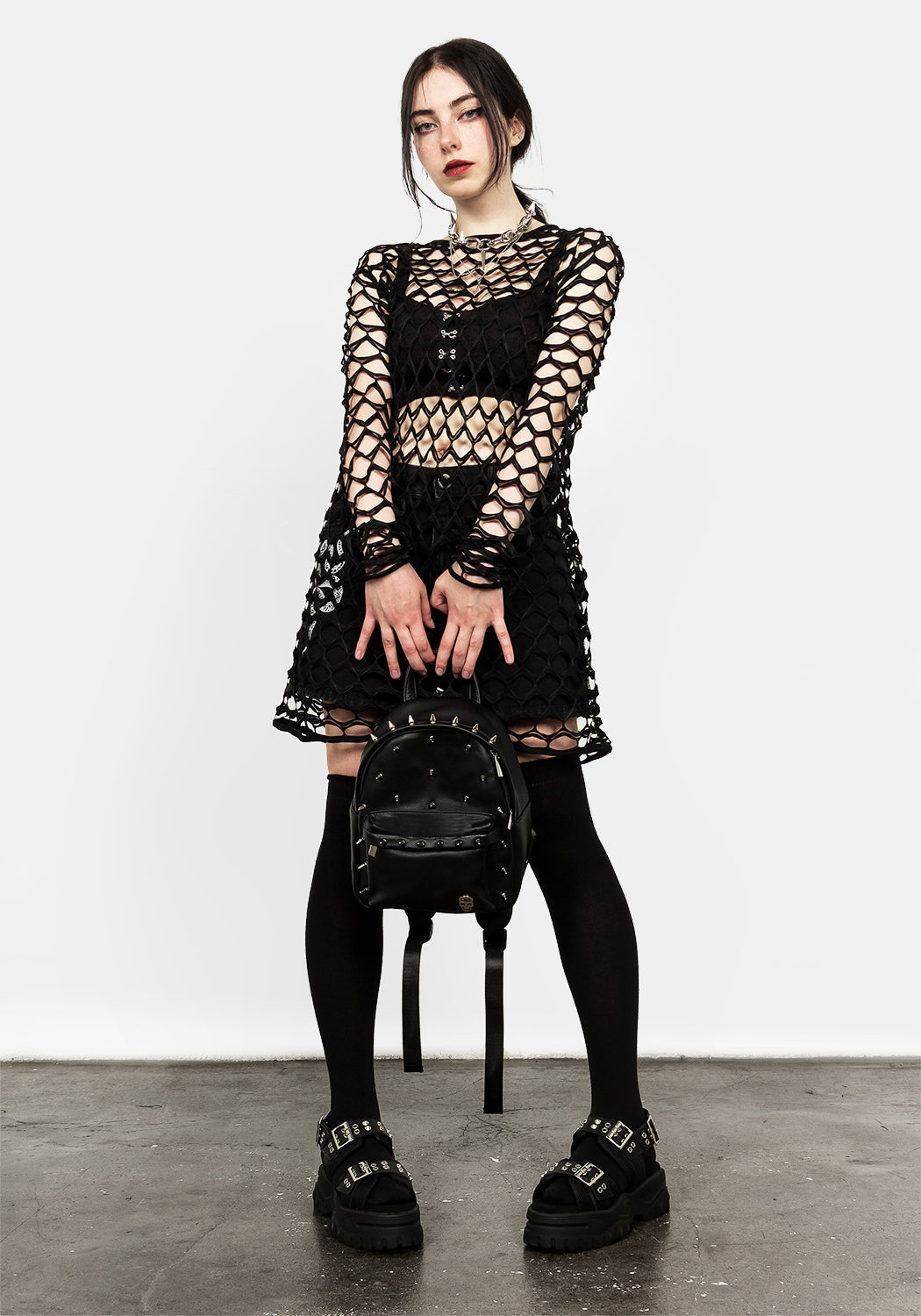 Wide Mesh Fishnet Top with Long Sleeves & Cotton Trim | Snare