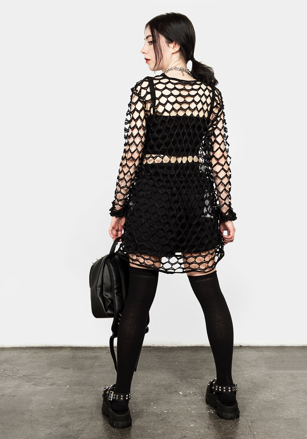 Wide Mesh Fishnet Top with Long Sleeves & Cotton Trim | Snare