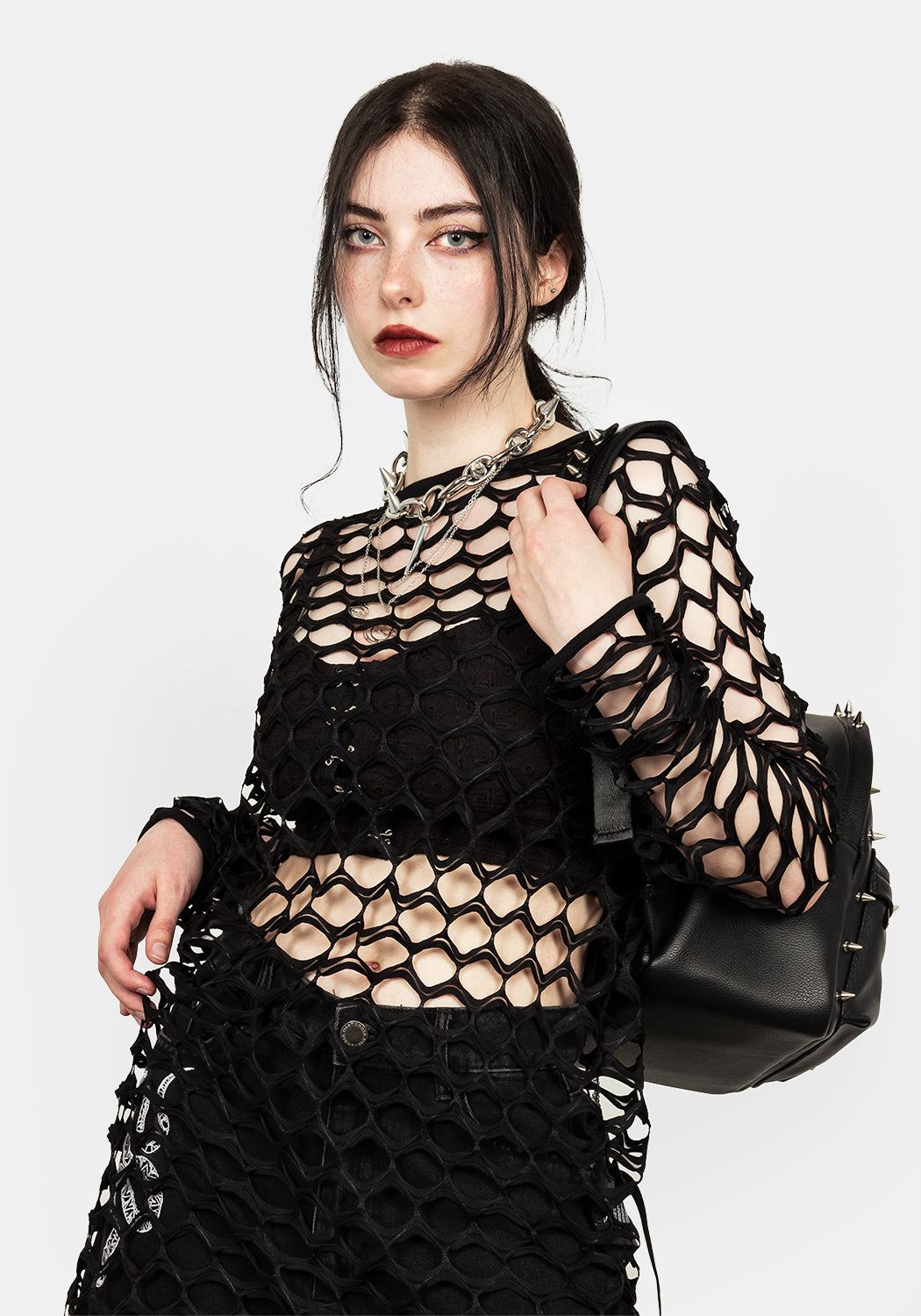Wide Mesh Fishnet Top with Long Sleeves & Cotton Trim | Snare