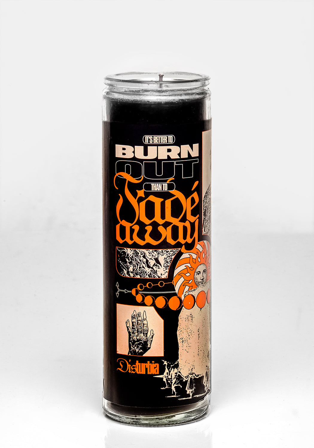 7-Day Burn Out Candle with Matte Black Wax & Gothic Design | Pagan Gift