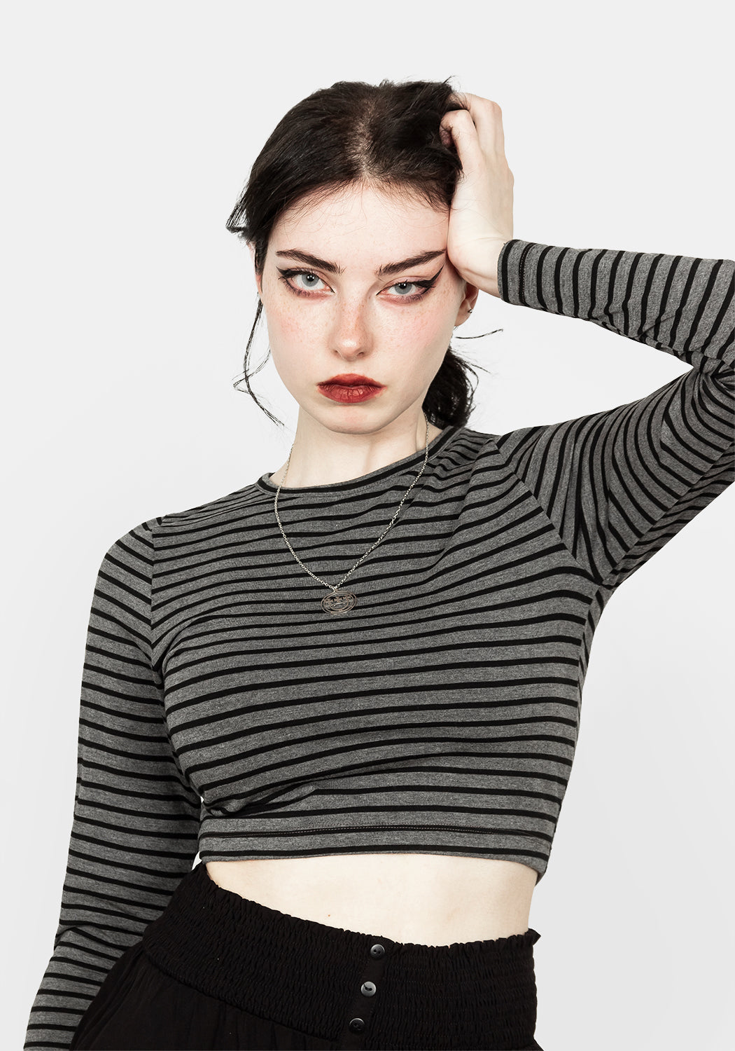 Striped Crop Long Sleeve Top for Women | Seberg