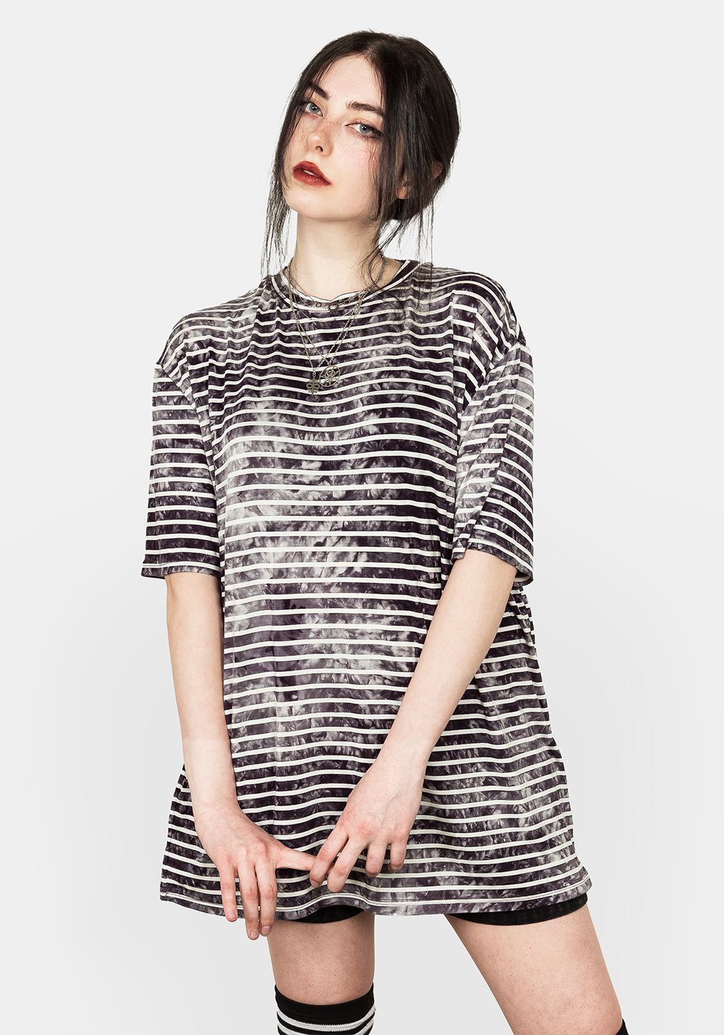 Striped Tie-Dye Oversized T-Shirt for Men & Women | Haze Stripe Tee