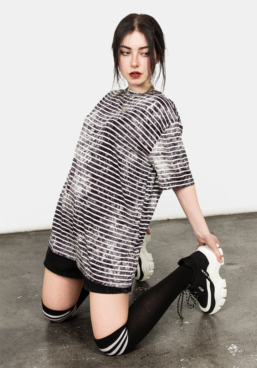 Striped Tie-Dye Oversized T-Shirt for Men & Women | Haze Stripe Tee