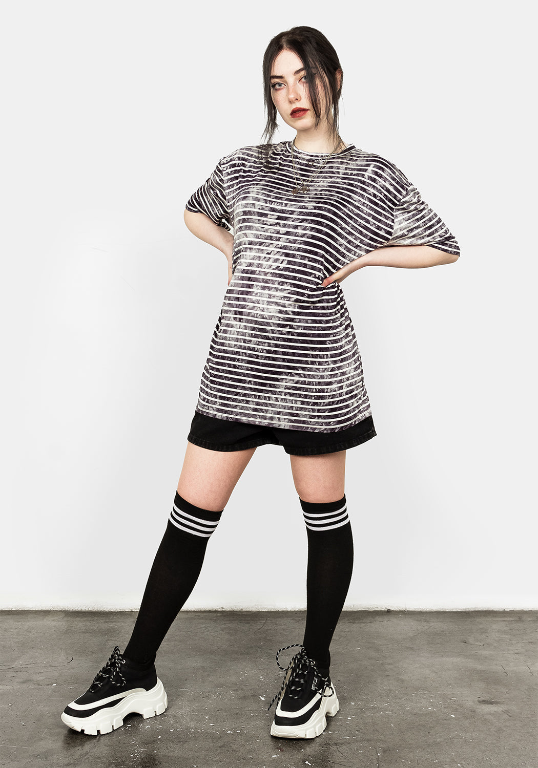 Striped Tie-Dye Oversized T-Shirt for Men & Women | Haze Stripe Tee